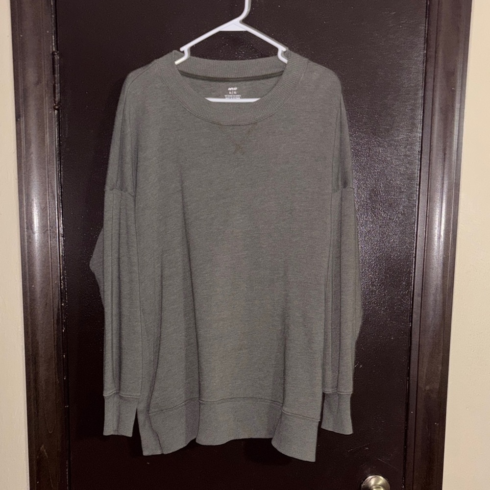 aerie Olive Green Crewneck Sweater